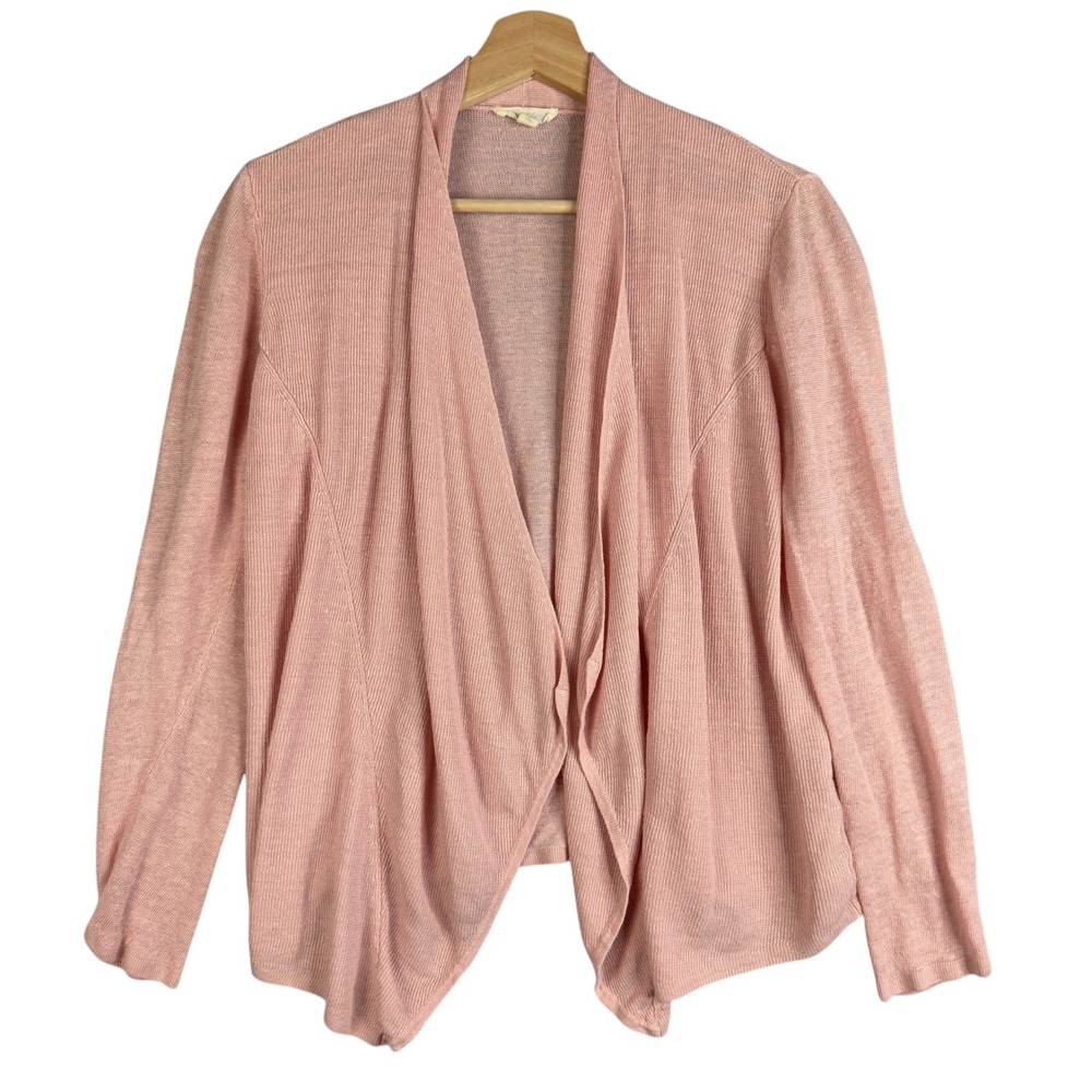 Eileen Fisher Pink 100% Linen‎ Open Front Women's Cardigan Duster Size S P